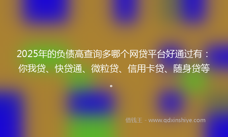2025年的负债高查询多哪个网贷平台好通过有：你我贷、快贷通、微粒贷、信用卡贷、随身贷等。