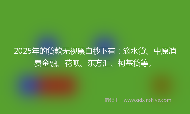 2025年的贷款无视黑白秒下有：滴水贷、中原消费金融、花呗、东方汇、柯基贷等。