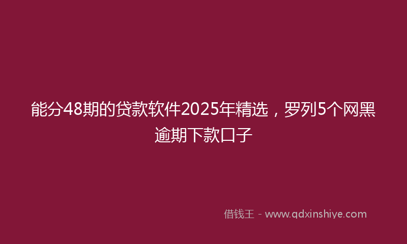 能分48期的贷款软件2025年精选，罗列5个网黑逾期下款口子