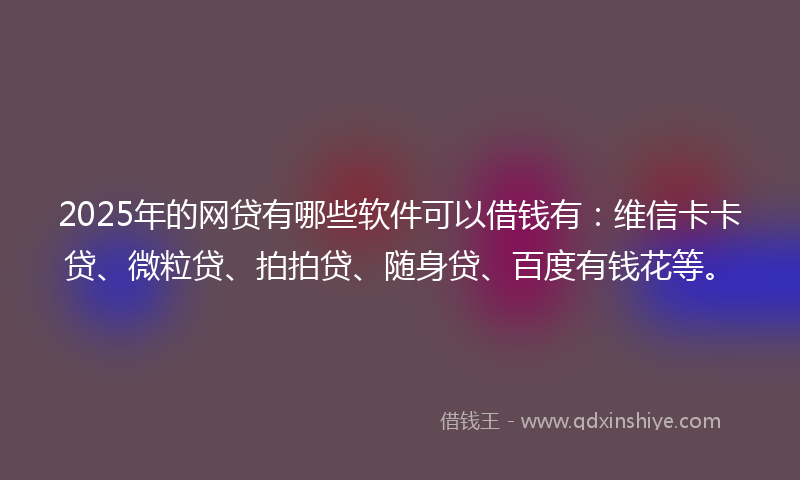 2025年的网贷有哪些软件可以借钱有：维信卡卡贷、微粒贷、拍拍贷、随身贷、百度有钱花等。