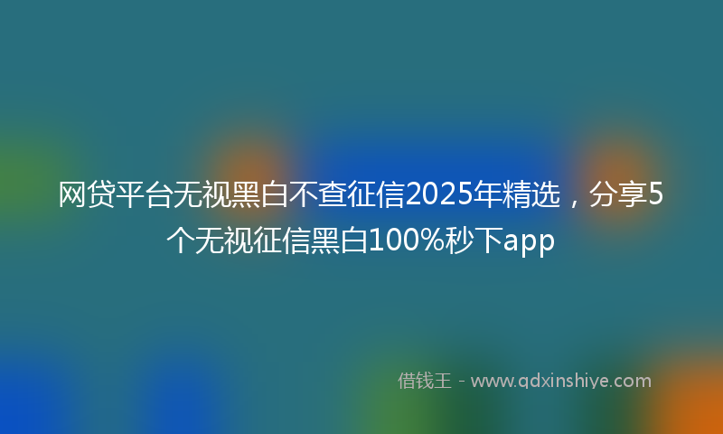 网贷平台无视黑白不查征信2025年精选，分享5个无视征信黑白100%秒下app