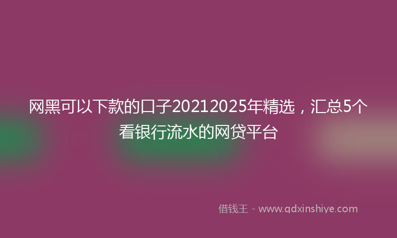 网黑可以下款的口子20212025年精选，汇总5个看银行流水的网贷平台
