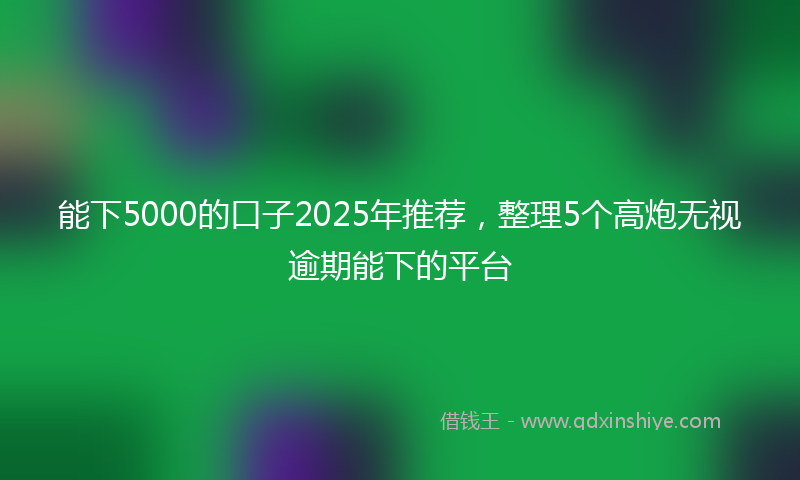 能下5000的口子2025年推荐，整理5个高炮无视逾期能下的平台