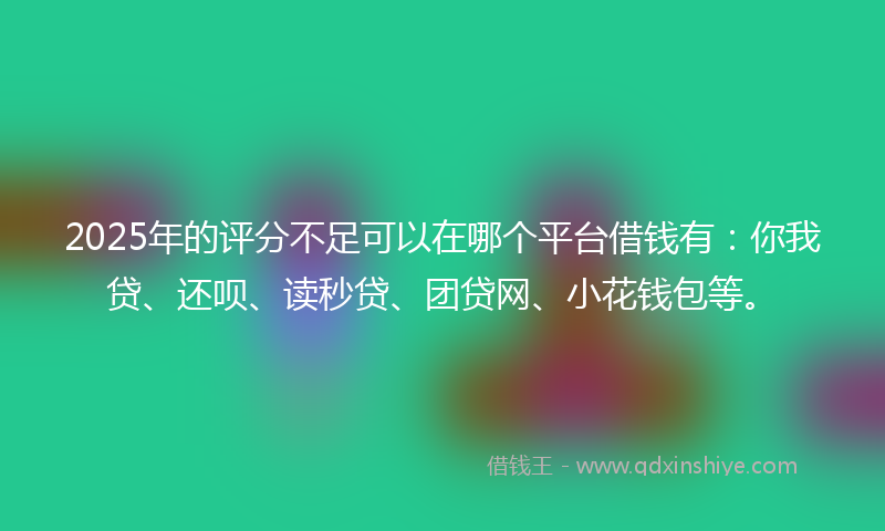 2025年的评分不足可以在哪个平台借钱有：你我贷、还呗、读秒贷、团贷网、小花钱包等。
