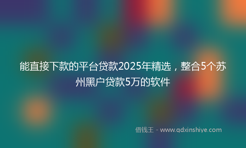 能直接下款的平台贷款2025年精选，整合5个苏州黑户贷款5万的软件