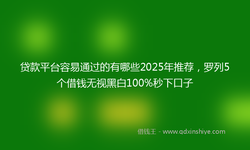 贷款平台容易通过的有哪些2025年推荐，罗列5个借钱无视黑白100%秒下口子