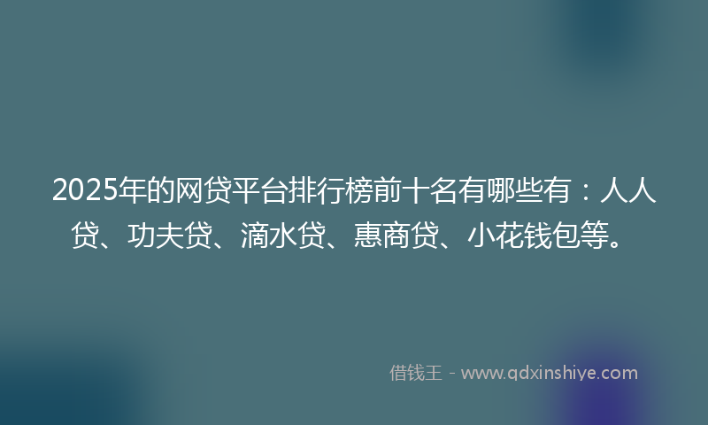 2025年的网贷平台排行榜前十名有哪些有：人人贷、功夫贷、滴水贷、惠商贷、小花钱包等。