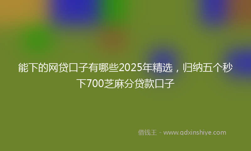 能下的网贷口子有哪些2025年精选，归纳五个秒下700芝麻分贷款口子