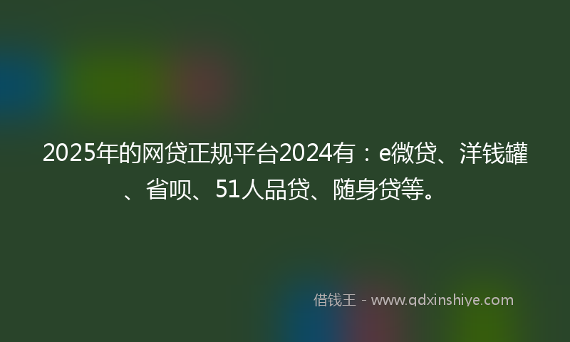 2025年的网贷正规平台2024有：e微贷、洋钱罐、省呗、51人品贷、随身贷等。