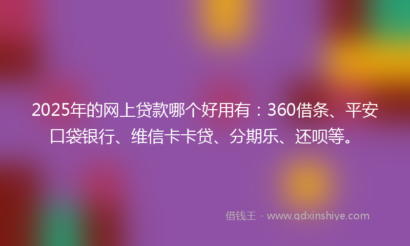 2025年的网上贷款哪个好用有：360借条、平安口袋银行、维信卡卡贷、分期乐、还呗等。