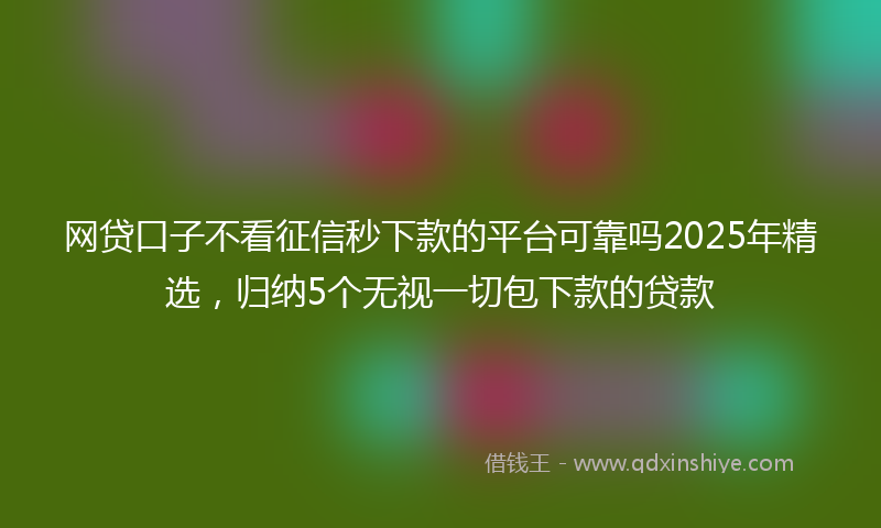 网贷口子不看征信秒下款的平台可靠吗2025年精选，归纳5个无视一切包下款的贷款