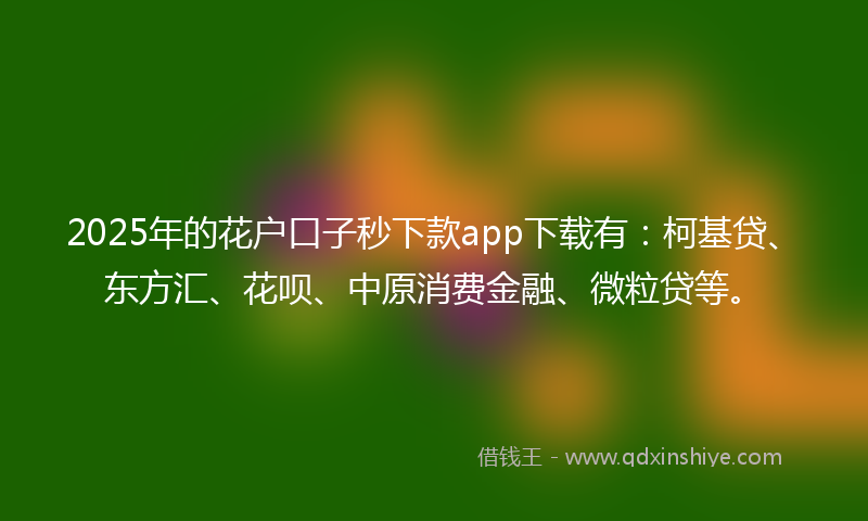 2025年的花户口子秒下款app下载有：柯基贷、东方汇、花呗、中原消费金融、微粒贷等。