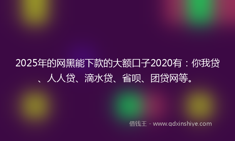 2025年的网黑能下款的大额口子2020有：你我贷、人人贷、滴水贷、省呗、团贷网等。