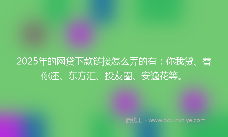 2025年的网贷下款链接怎么弄的有：你我贷、替你还、东方汇、投友圈、安逸花等。