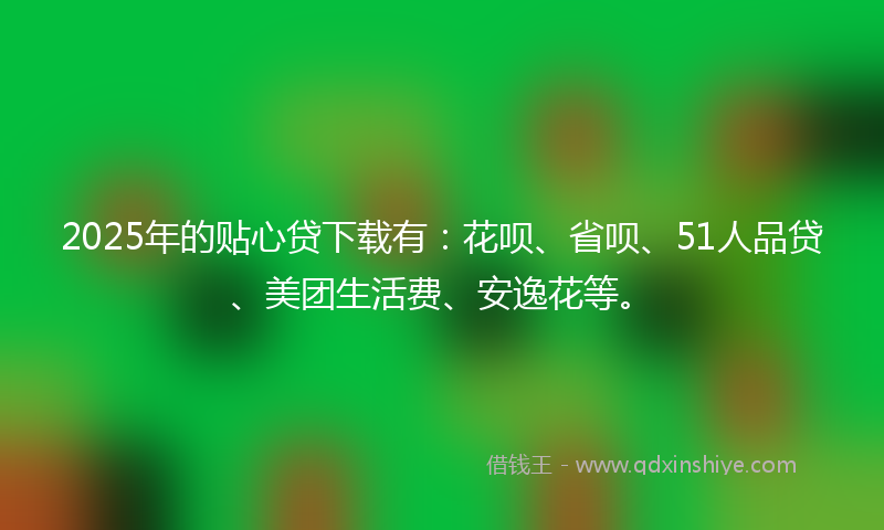 2025年的贴心贷下载有：花呗、省呗、51人品贷、美团生活费、安逸花等。