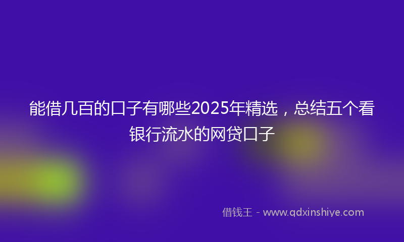 能借几百的口子有哪些2025年精选，总结五个看银行流水的网贷口子