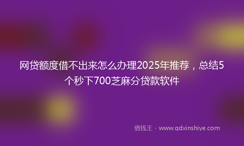 网贷额度借不出来怎么办理2025年推荐，总结5个秒下700芝麻分贷款软件