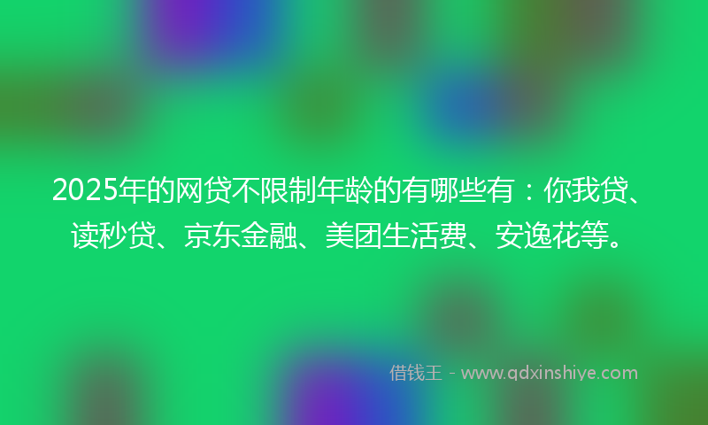 2025年的网贷不限制年龄的有哪些有：你我贷、读秒贷、京东金融、美团生活费、安逸花等。