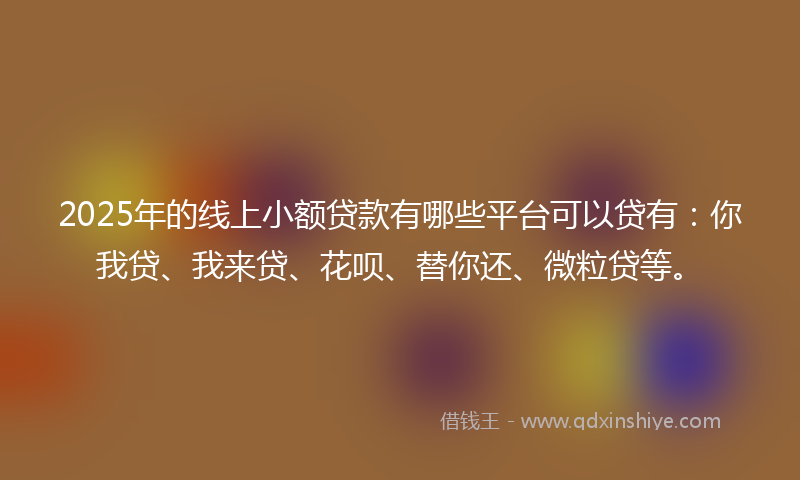 2025年的线上小额贷款有哪些平台可以贷有：你我贷、我来贷、花呗、替你还、微粒贷等。