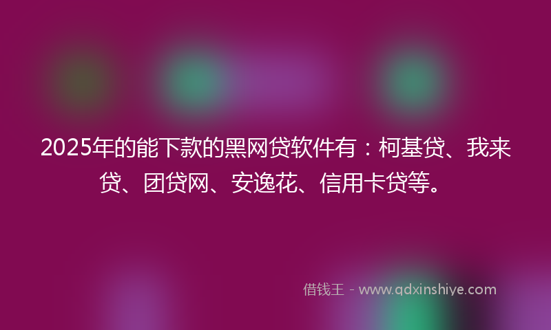 2025年的能下款的黑网贷软件有：柯基贷、我来贷、团贷网、安逸花、信用卡贷等。