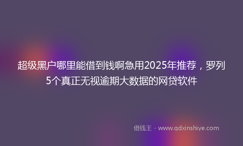 超级黑户哪里能借到钱啊急用2025年推荐，罗列5个真正无视逾期大数据的网贷软件