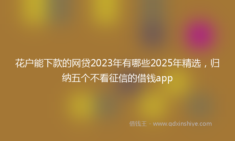 花户能下款的网贷2023年有哪些2025年精选，归纳五个不看征信的借钱app