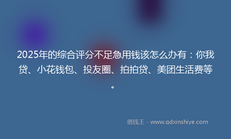 2025年的综合评分不足急用钱该怎么办有：你我贷、小花钱包、投友圈、拍拍贷、美团生活费等。