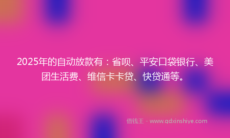 2025年的自动放款有：省呗、平安口袋银行、美团生活费、维信卡卡贷、快贷通等。