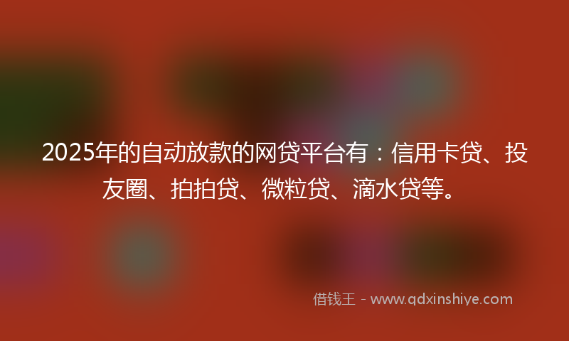 2025年的自动放款的网贷平台有：信用卡贷、投友圈、拍拍贷、微粒贷、滴水贷等。