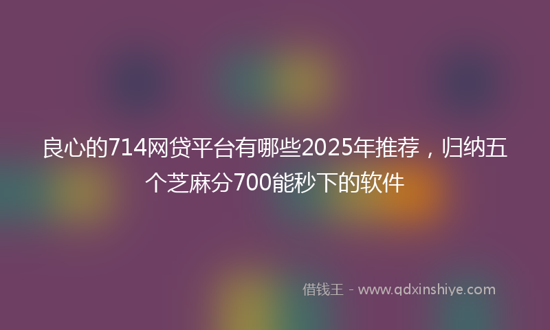 良心的714网贷平台有哪些2025年推荐，归纳五个芝麻分700能秒下的软件