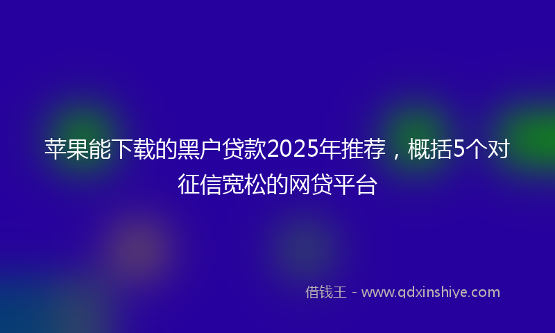 苹果能下载的黑户贷款2025年推荐，概括5个对征信宽松的网贷平台