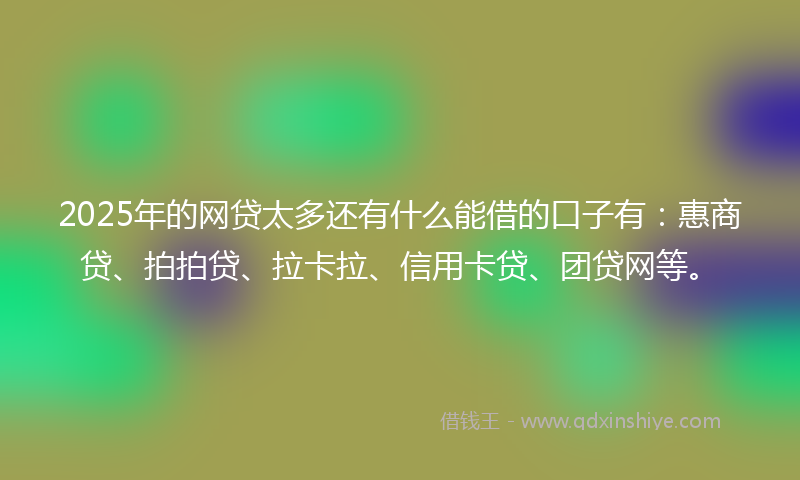 2025年的网贷太多还有什么能借的口子有：惠商贷、拍拍贷、拉卡拉、信用卡贷、团贷网等。
