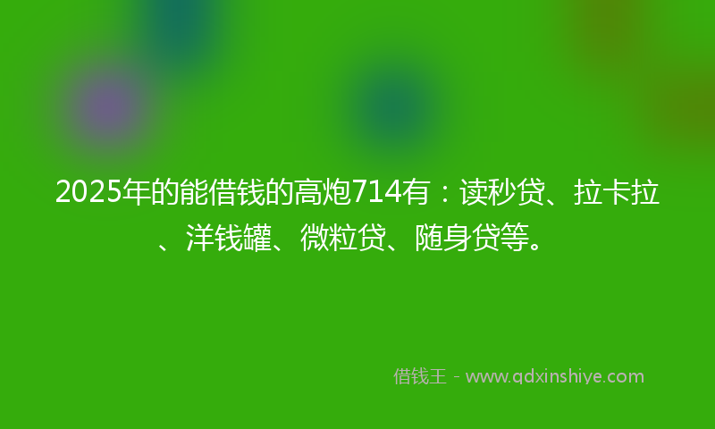 2025年的能借钱的高炮714有：读秒贷、拉卡拉、洋钱罐、微粒贷、随身贷等。