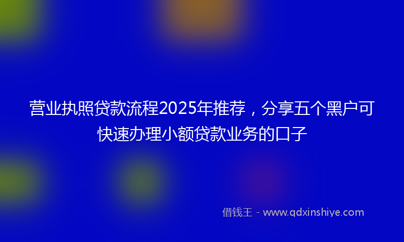 营业执照贷款流程2025年推荐，分享五个黑户可快速办理小额贷款业务的口子