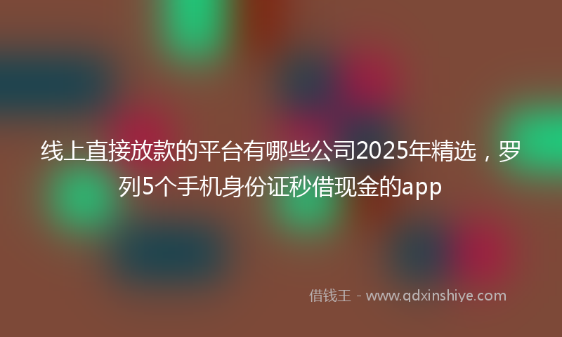 线上直接放款的平台有哪些公司2025年精选，罗列5个手机身份证秒借现金的app
