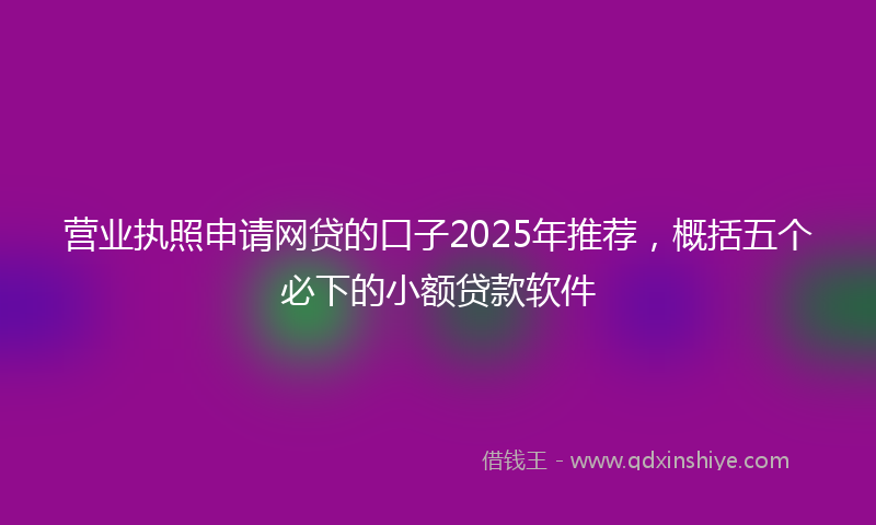 营业执照申请网贷的口子2025年推荐，概括五个必下的小额贷款软件