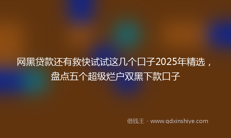 网黑贷款还有救快试试这几个口子2025年精选，盘点五个超级烂户双黑下款口子