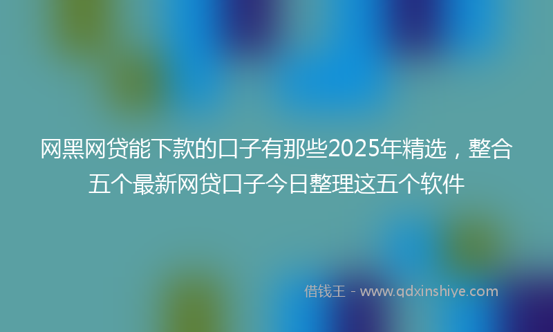 网黑网贷能下款的口子有那些2025年精选，整合五个最新网贷口子今日整理这五个软件