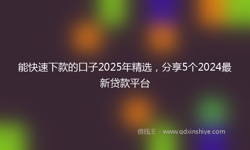 能快速下款的口子2025年精选，分享5个2024最新贷款平台