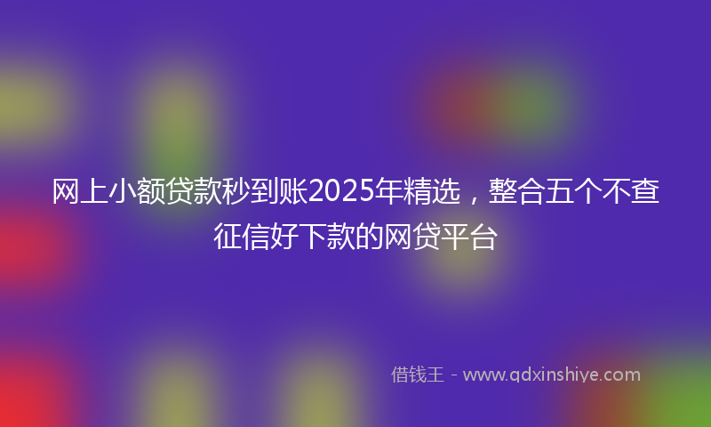 网上小额贷款秒到账2025年精选，整合五个不查征信好下款的网贷平台