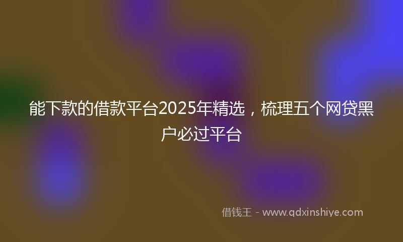 能下款的借款平台2025年精选，梳理五个网贷黑户必过平台