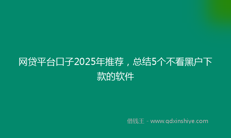 网贷平台口子2025年推荐，总结5个不看黑户下款的软件