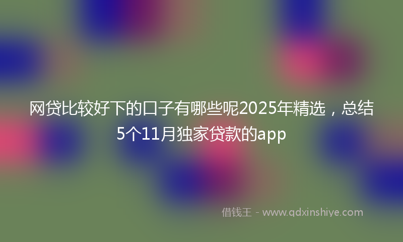 网贷比较好下的口子有哪些呢2025年精选，总结5个11月独家贷款的app