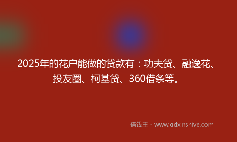 2025年的花户能做的贷款有：功夫贷、融逸花、投友圈、柯基贷、360借条等。