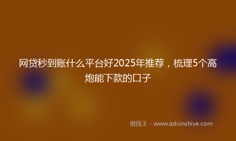 网贷秒到账什么平台好2025年推荐，梳理5个高炮能下款的口子