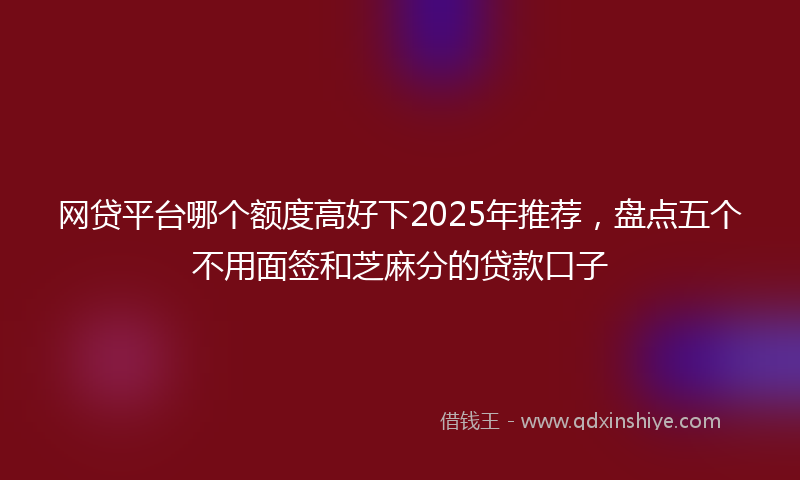 网贷平台哪个额度高好下2025年推荐，盘点五个不用面签和芝麻分的贷款口子