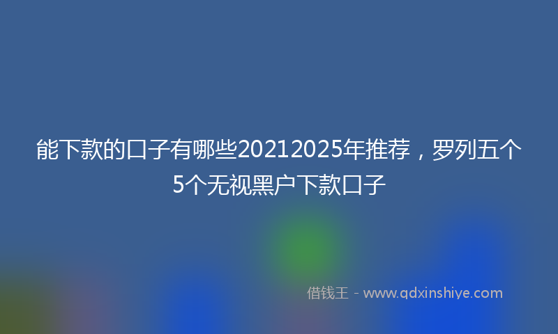 能下款的口子有哪些20212025年推荐，罗列五个5个无视黑户下款口子