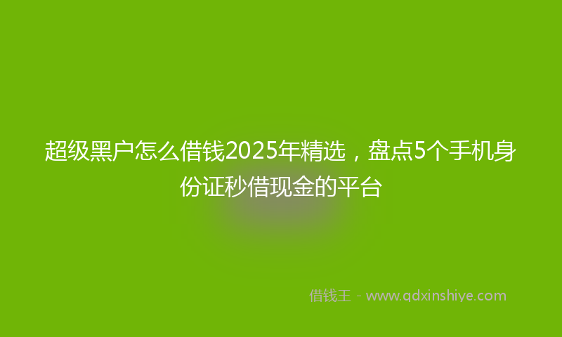超级黑户怎么借钱2025年精选，盘点5个手机身份证秒借现金的平台