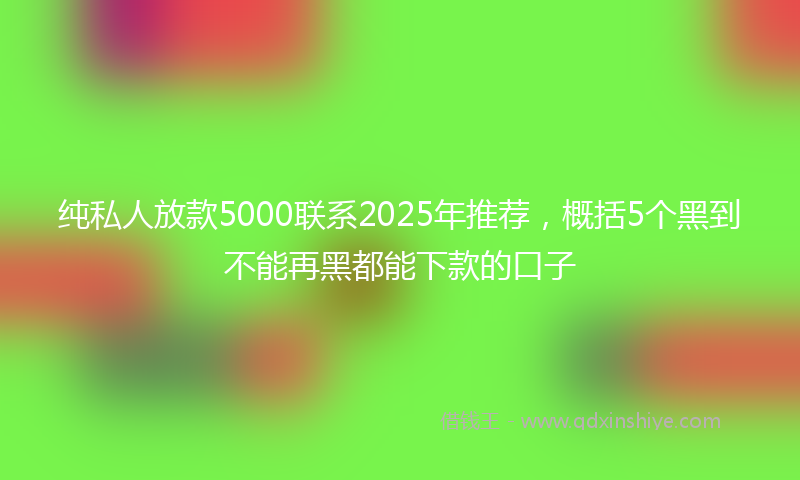 纯私人放款5000联系2025年推荐，概括5个黑到不能再黑都能下款的口子
