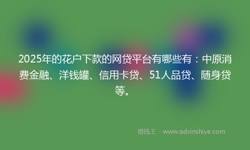 2025年的花户下款的网贷平台有哪些有：中原消费金融、洋钱罐、信用卡贷、51人品贷、随身贷等。
